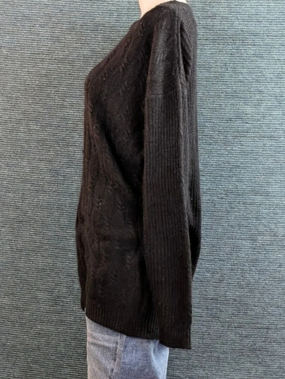 Vintage Mervyns Silk-Angora Blend Crew Neck Cable Knit Sweater